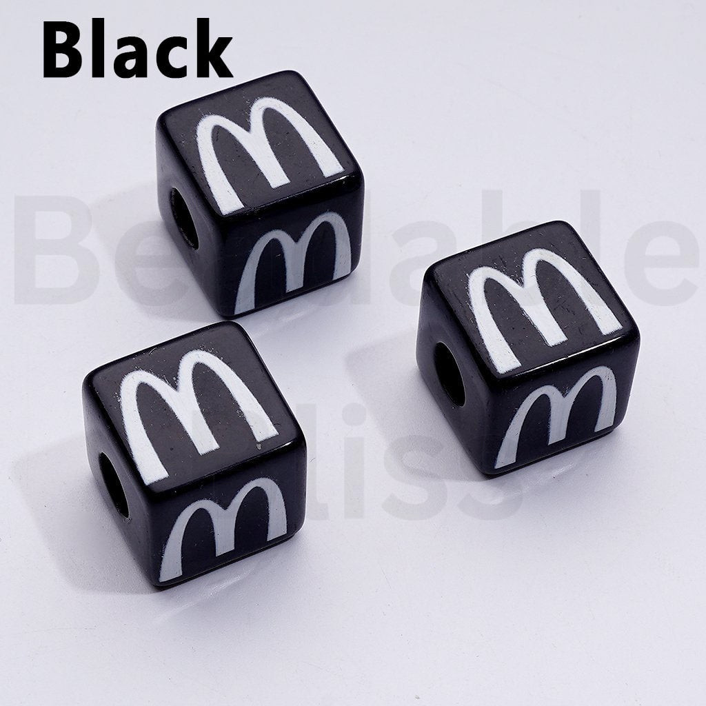 Cute Multi-Color McDonal Series Square Cube Acrylic Beads, Around 16MM