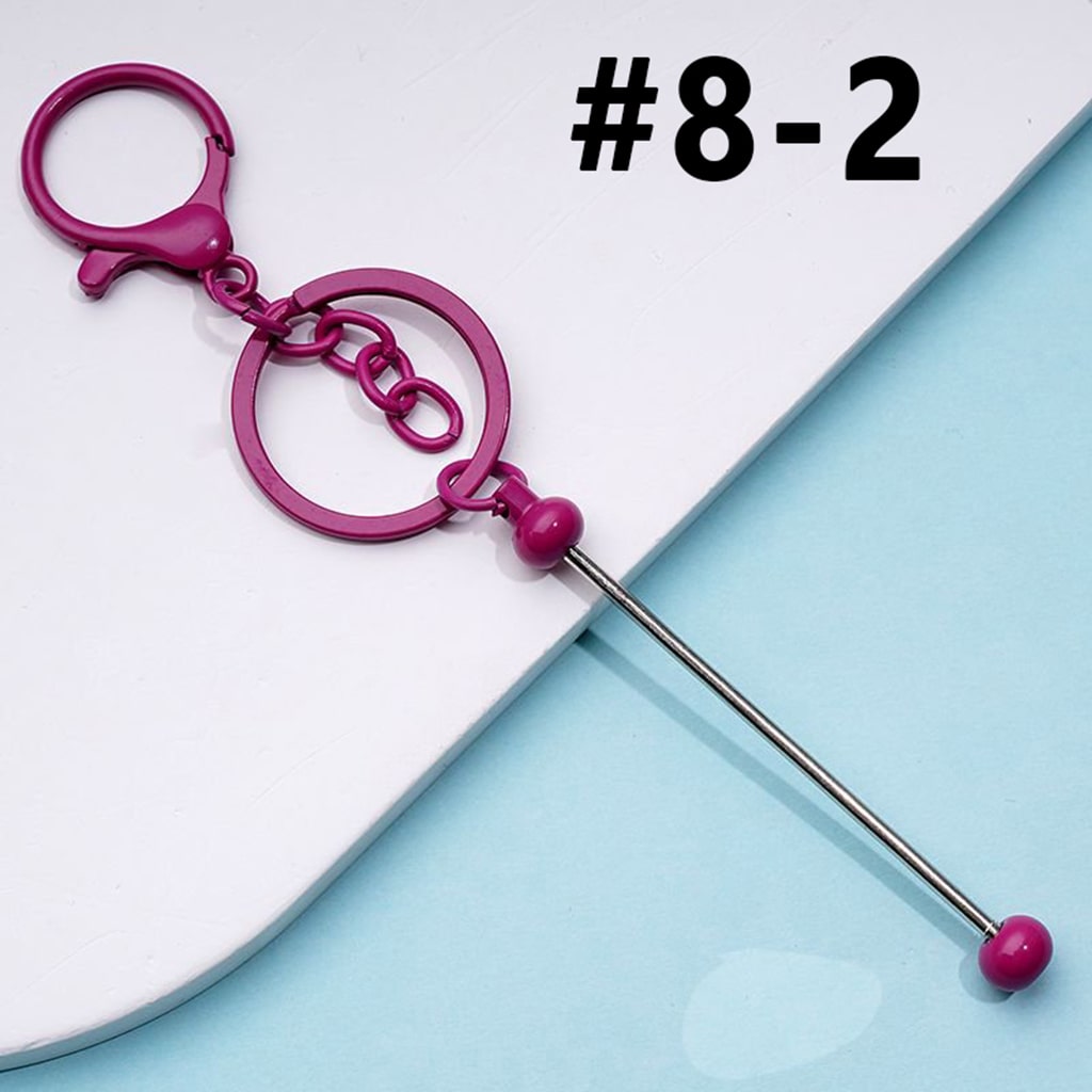 Metal Beadable Keychain with Bar and Lobster Clasp in Solid Colors