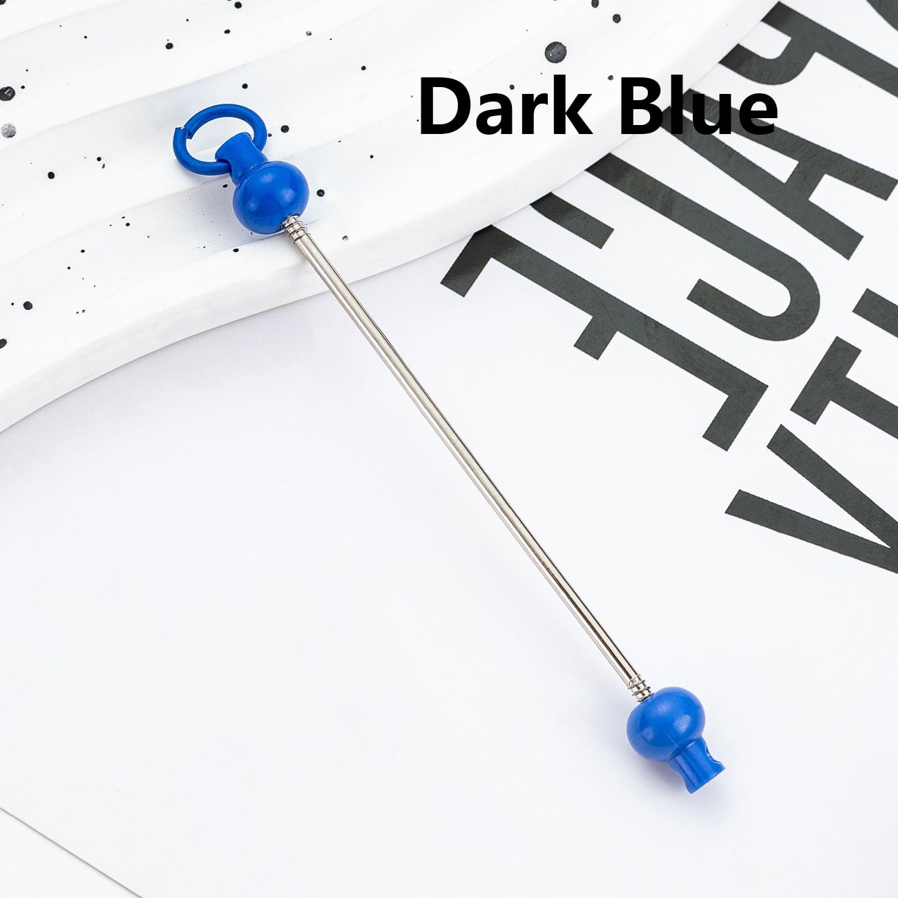 キーホルダーやアクセサリー用のDIYプラスチックビーズバー（単色）、90MM（スティックの素材は金属）