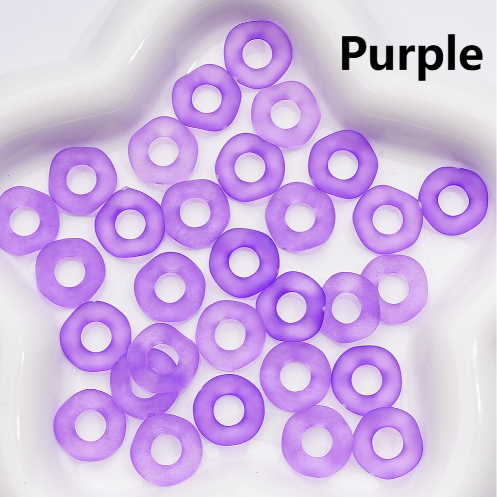 Multi-Color Translucent Frosted Large Hole Wavy Shape Acrylic Spacer Beads, 16MM (Single Color is only available for 500pcs(Whole bag))