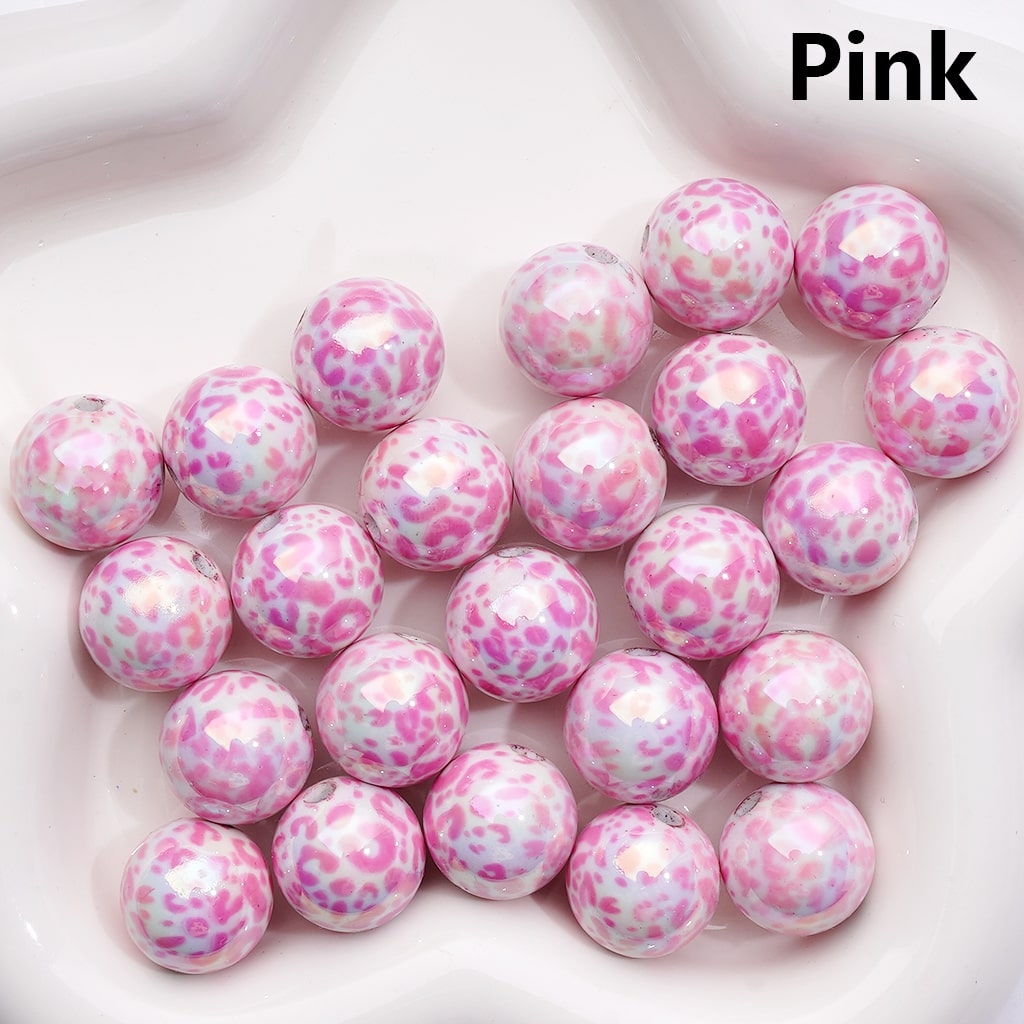 Acrylic Beads UV Coating Leopard Prints Multi-Color, Round 16MM (Single Color is available for 200pcs(Whole Bag))