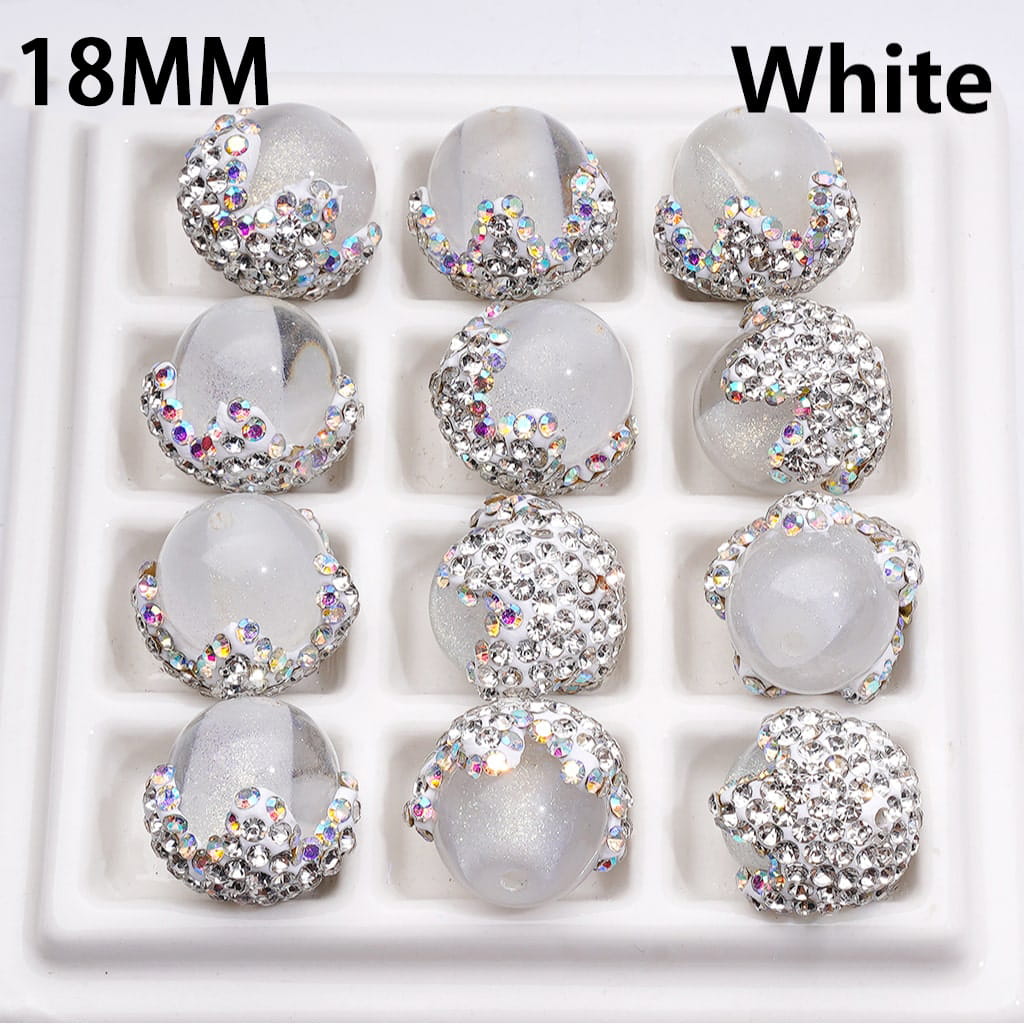 Clay Acrylic Beads Luminous Glitter Sugar Core Inside Shiny AB Rhinestones Cute Flower, Around 18MM, Multi-Color