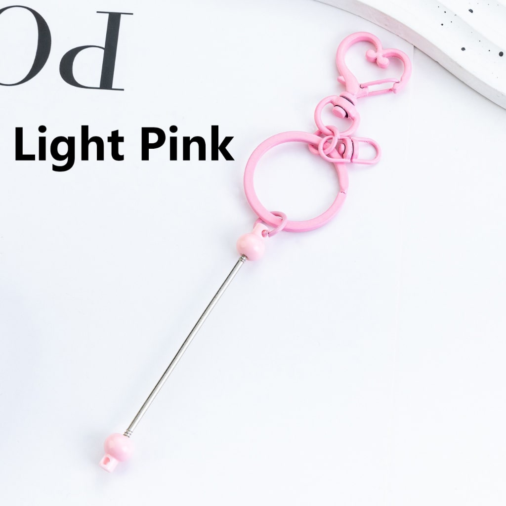DIY Beadable Metal Keychain with Bar and Heart Shape Clasp in Solid Color, 154MM