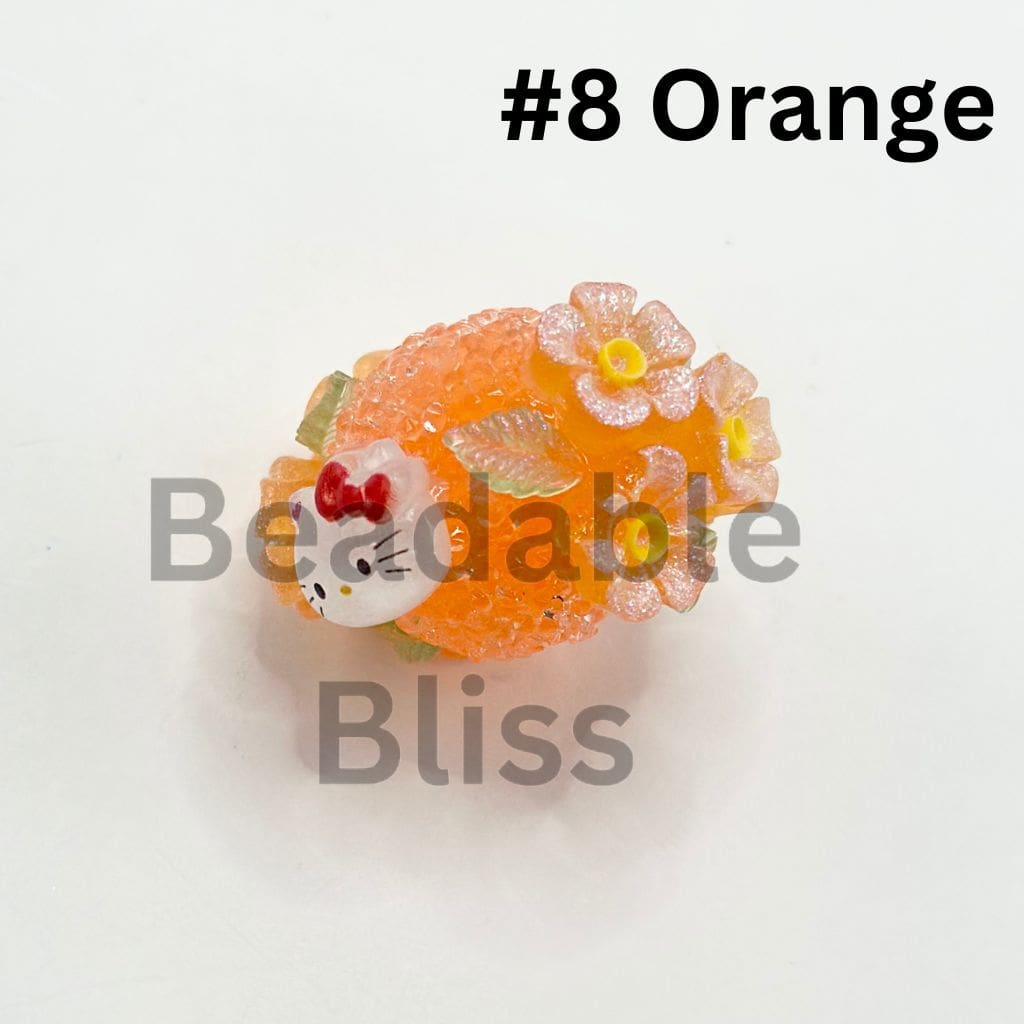Jelly Color Sugar Acrylic Beads with Luminous Double Layer Flower and Cat Cartoon Bead, 20MM by 27MM