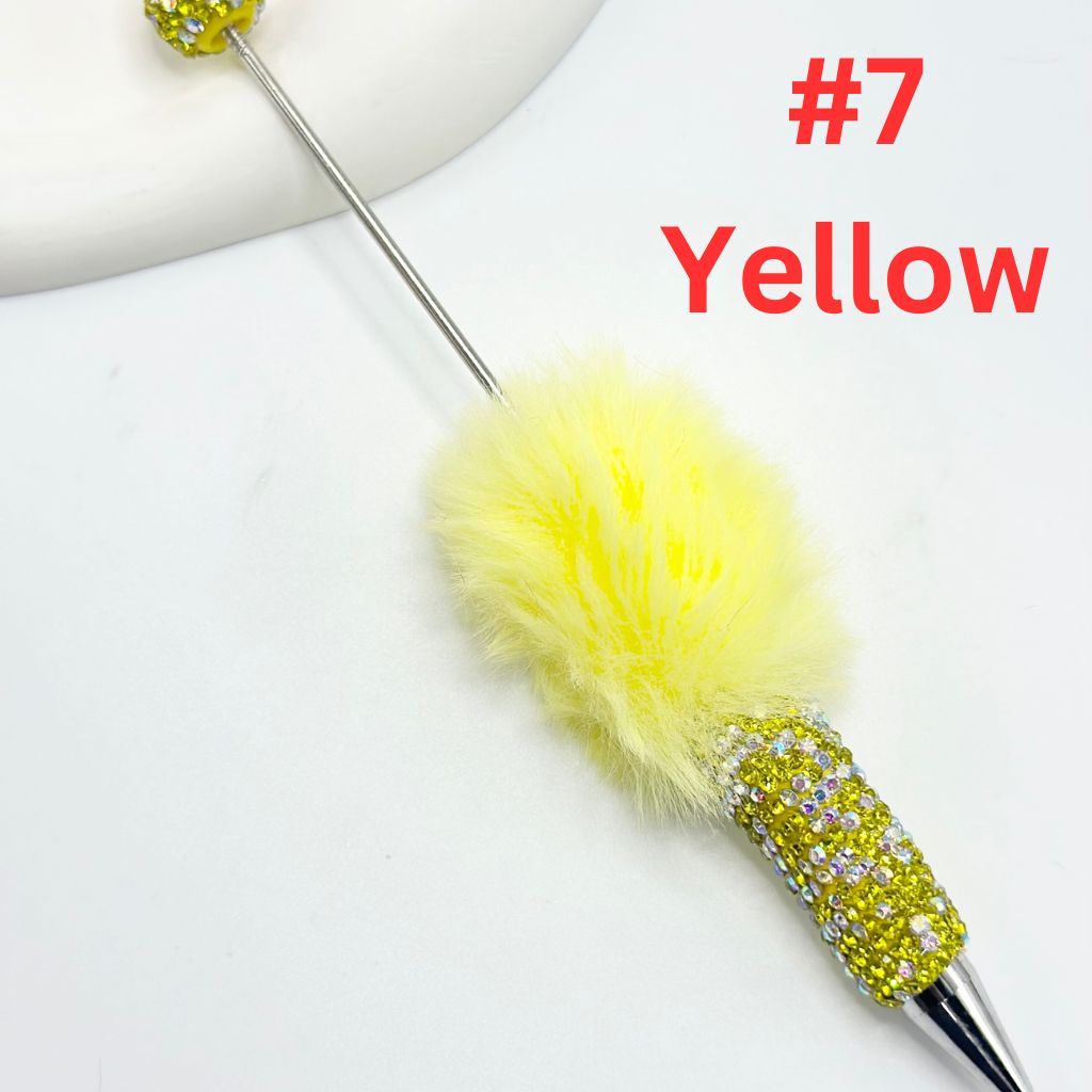 Pom Pom Beadable Pens with Clay Rhinestones Covered the Entire Pen