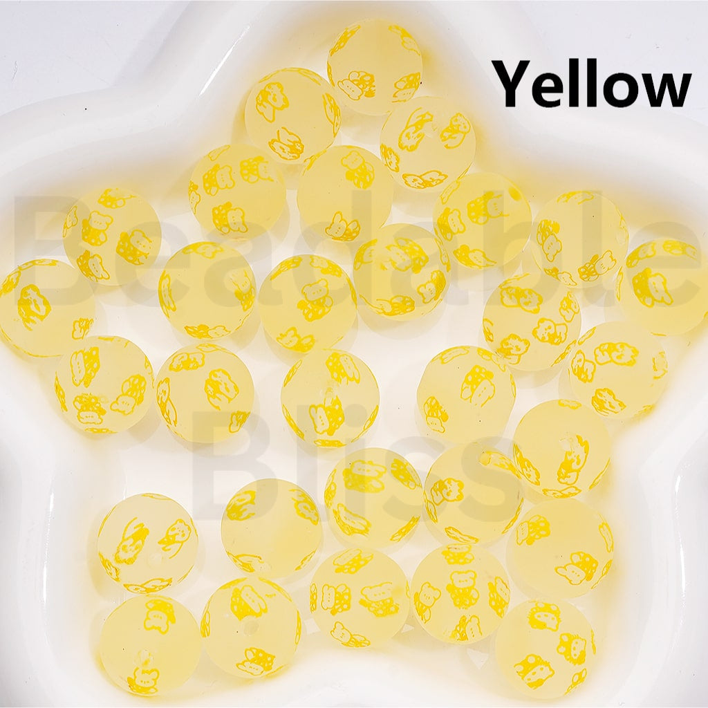 Frosted Multi-Color Sanri Hello Kitt Pochacc Prints Round Acrylic Beads, 16MM (Single Color Is available for 200pcs(Whole Bag))