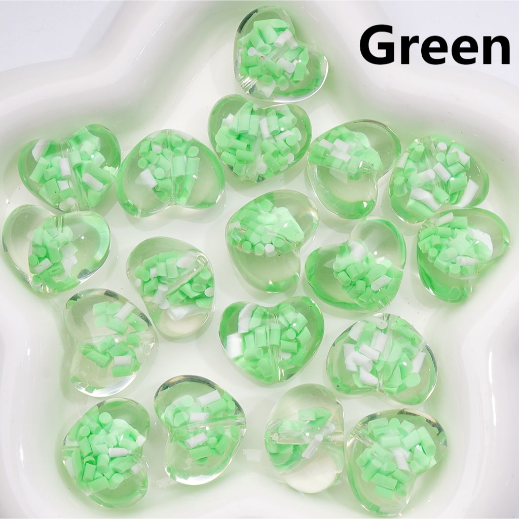 Heart Acrylic Beads Luminous Mini Colorful Candy Sticks Inside Clear 23*18MM (Single Color is available for 200pcs(Whole Bag))