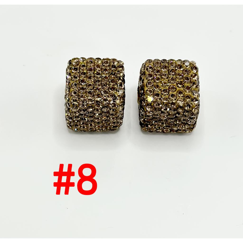 Cube Clay Beads with Rhinestones Square Fit On Pen Different Colors 14mm