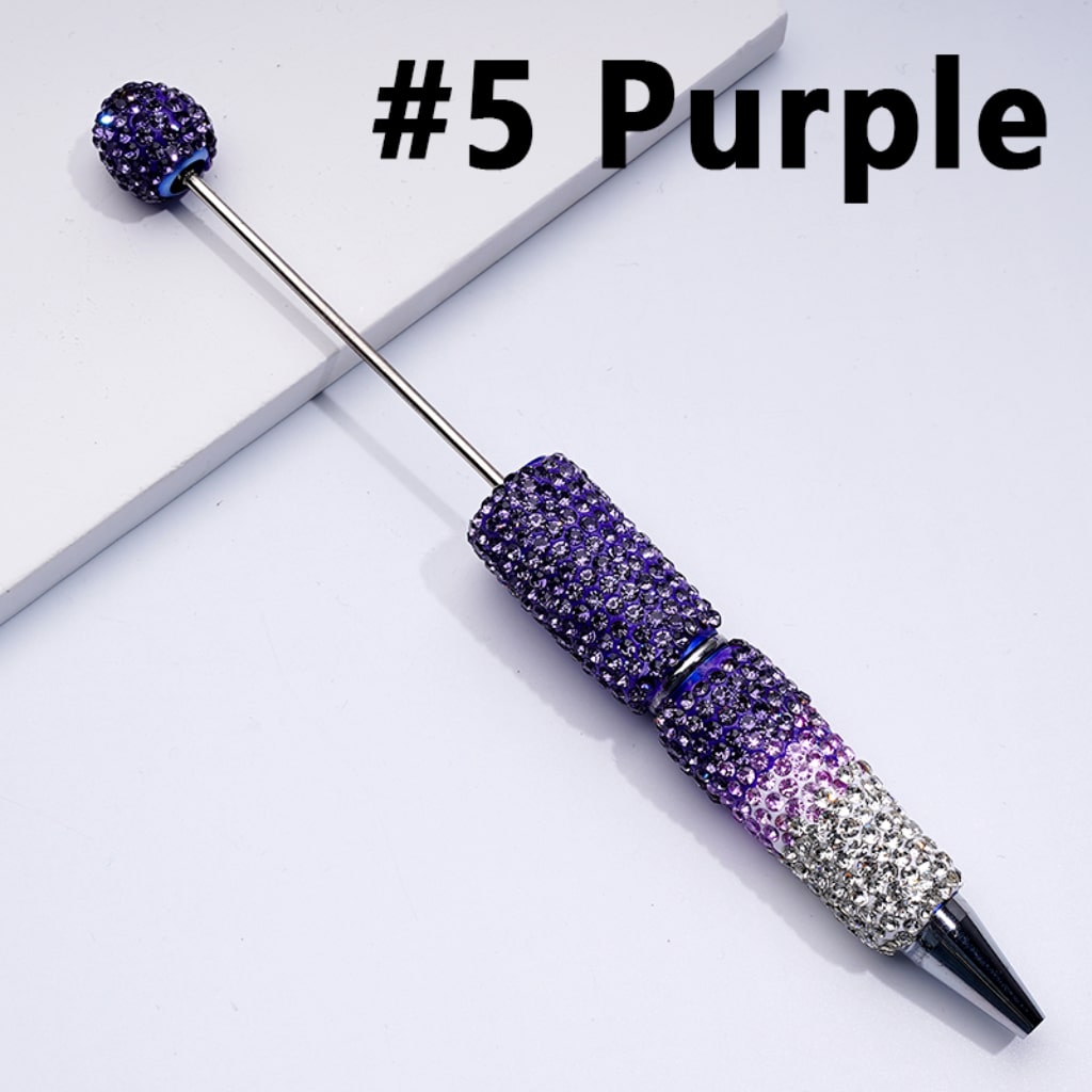 Ombre Color Beadable Clay Pens with Shiny Rhinestones Covered the Entire Pen
