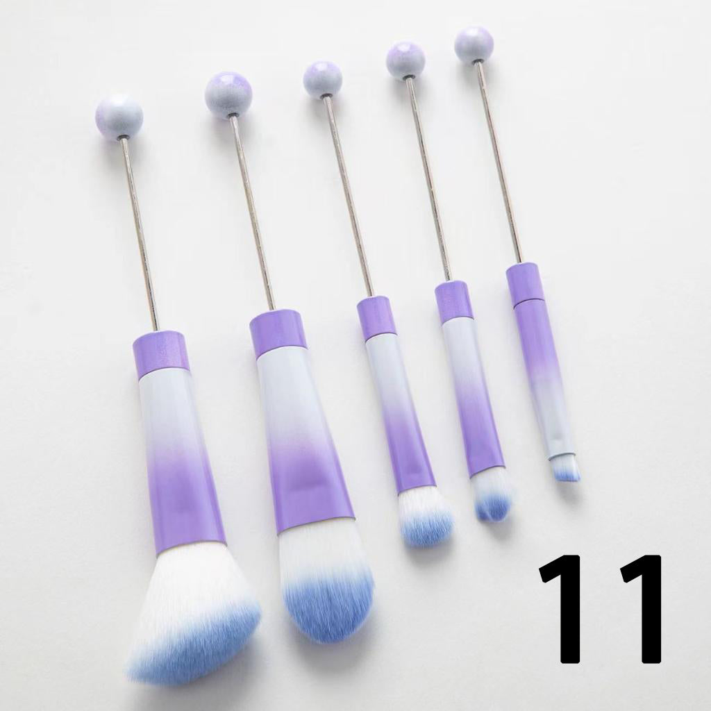 Beadable Makeup Brushes, Beaded Make Up Brush Solid And Ombre Color (1 Set = 5 pieces)