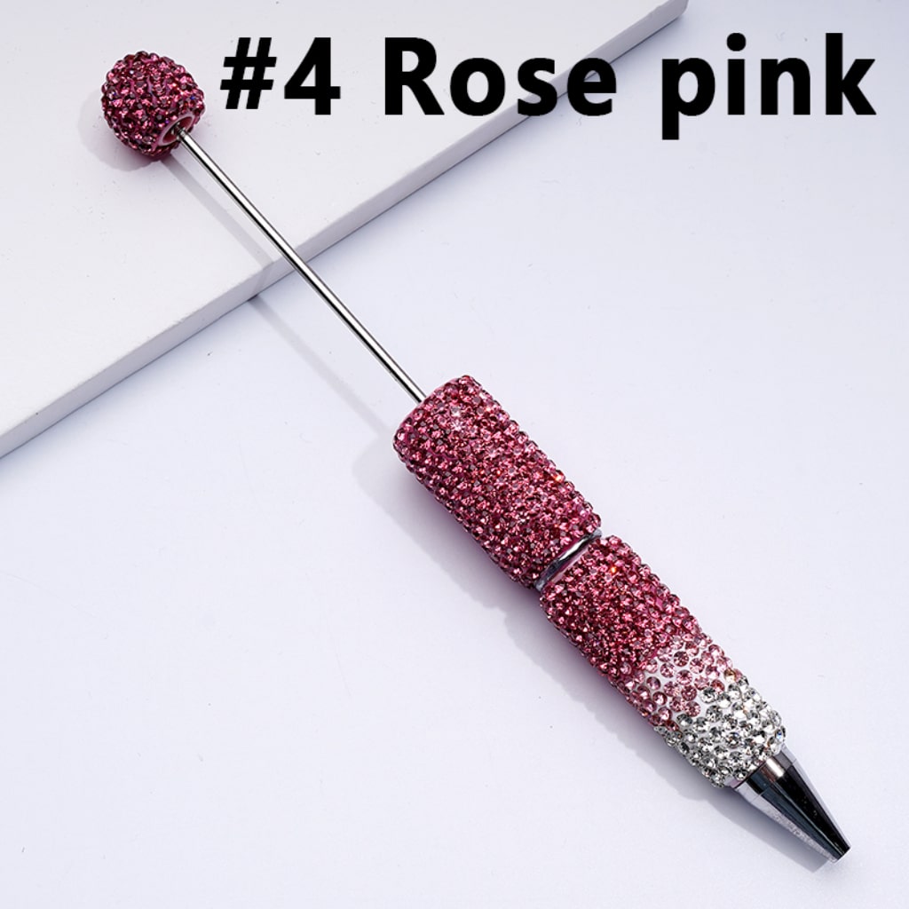 Ombre Color Beadable Clay Pens with Shiny Rhinestones Covered the Entire Pen