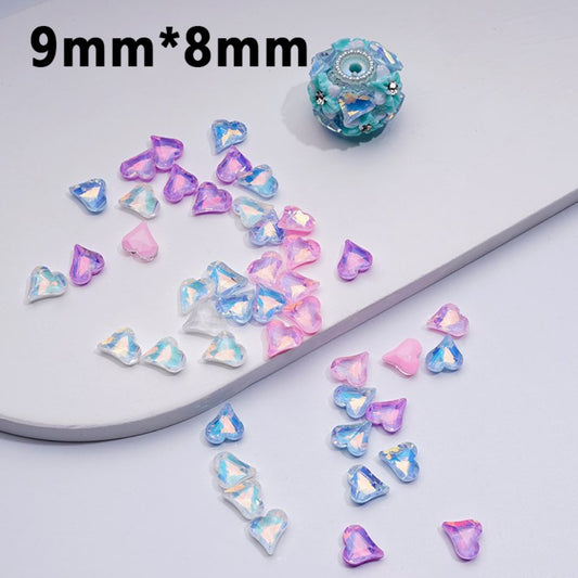 DIY ミニ キュート キラキラ カラフル ハート ビーズ ジュエリー アクセサリー用 9*8MM ランダムミックス