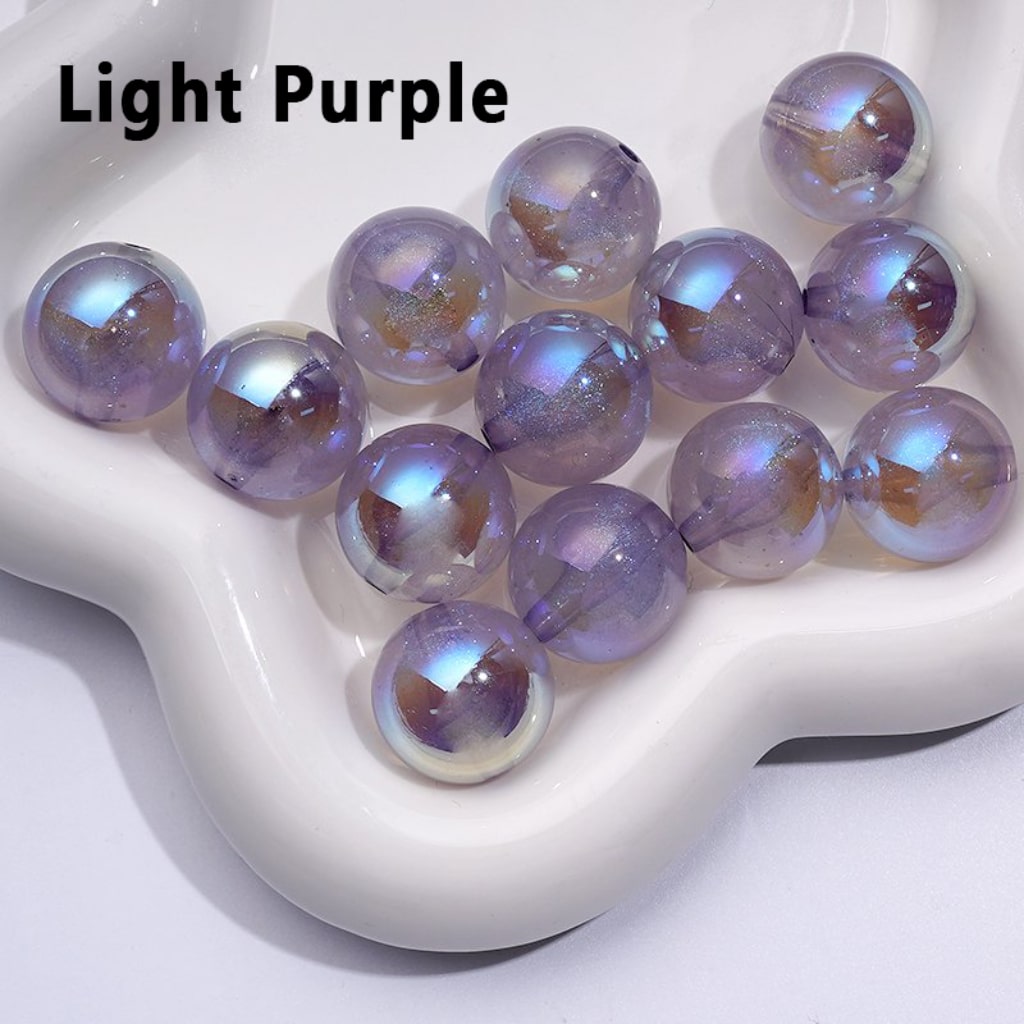 UV Coating Luminous Glossy Glitter Galaxy Round Acrylic Beads, 20MM