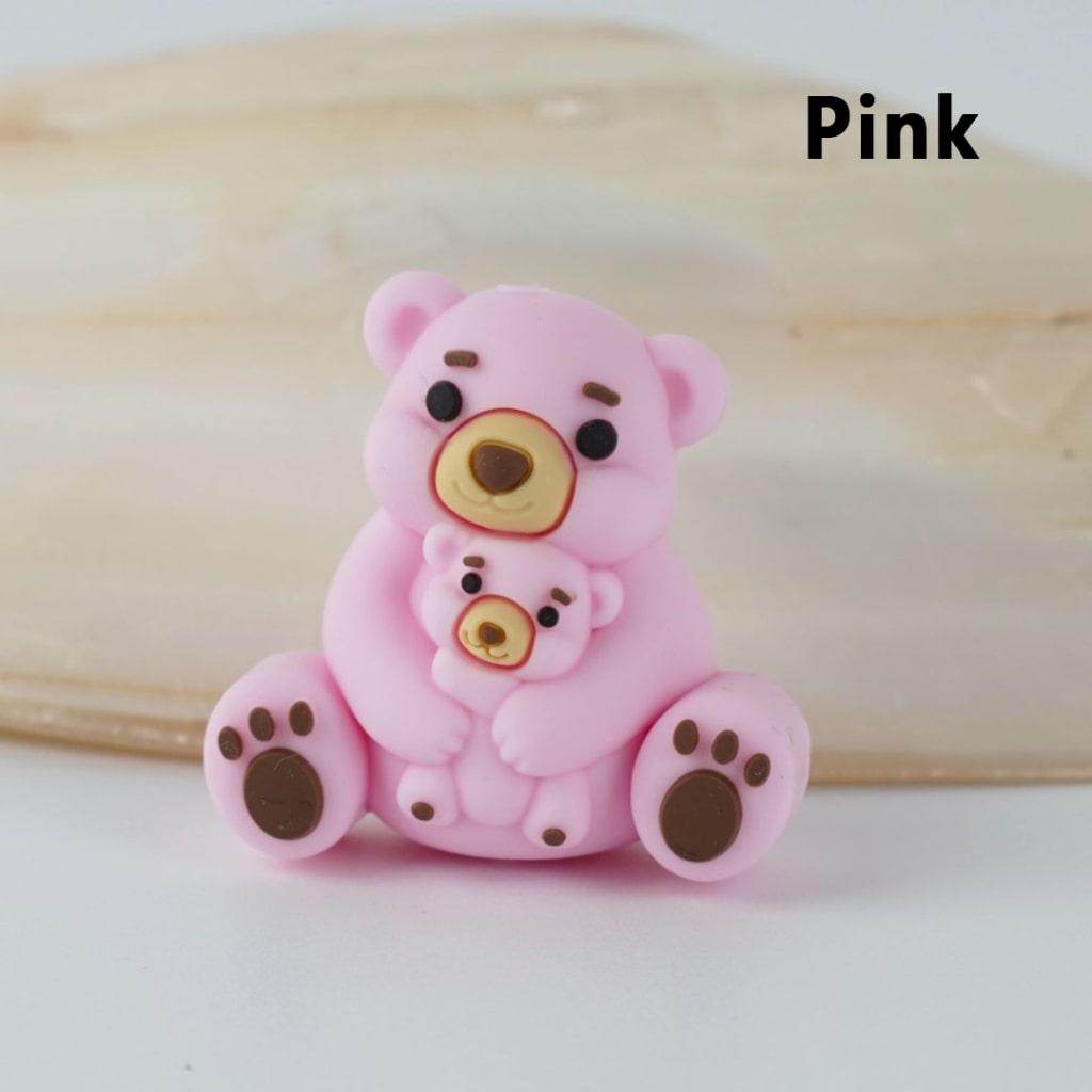 3D Vivid Cute Bear Mom Baby Silicone Focal Beads