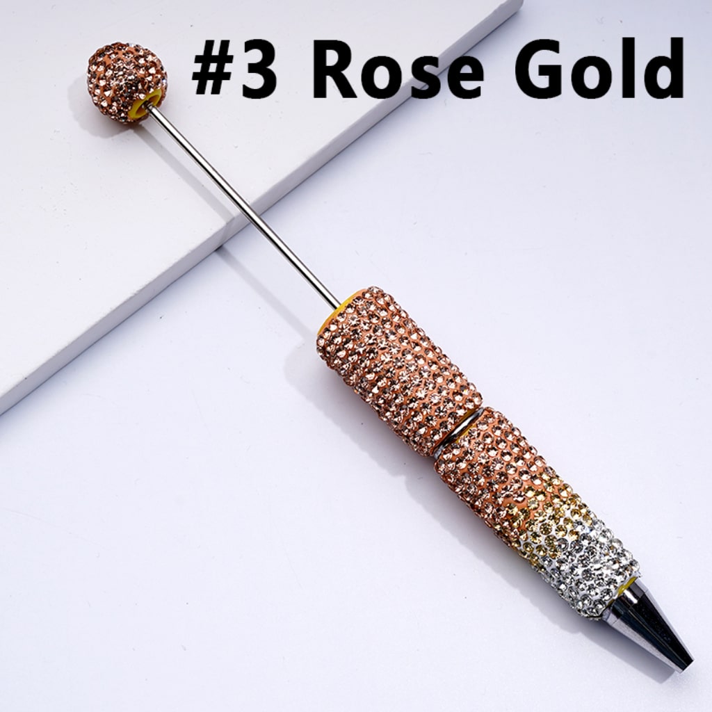 Ombre Color Beadable Clay Pens with Shiny Rhinestones Covered the Entire Pen