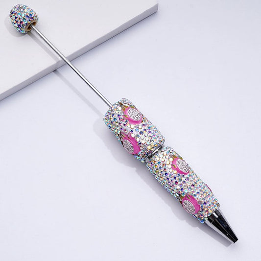 Beadable Clay Pens with Vivid Yummy Fruit Dragon Fruit Pitaya Mini AB Rhinestones Covered the Entire Pen