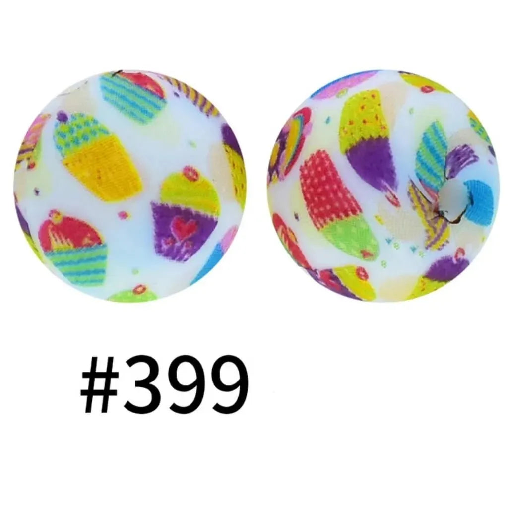 Printed Silicone Beads 15 mm