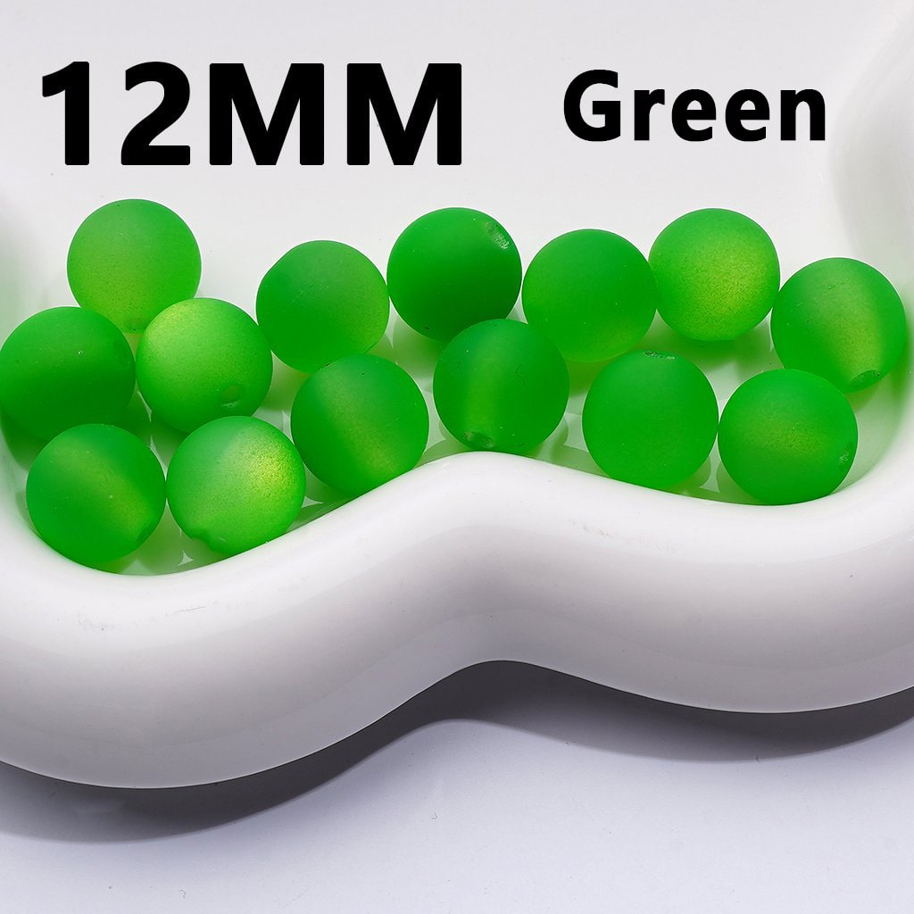 Multi-Color Cat Eye Style Frosted Matte Round Acrylic Beads, 12MM