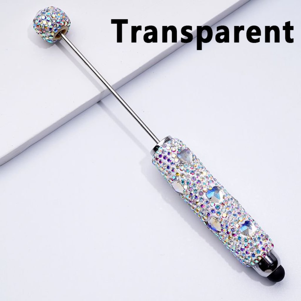 Beadable Clay Stylus Pens with Colorful Heart Rhinestones Mini AB Rhinestones Covered the Entire Pen