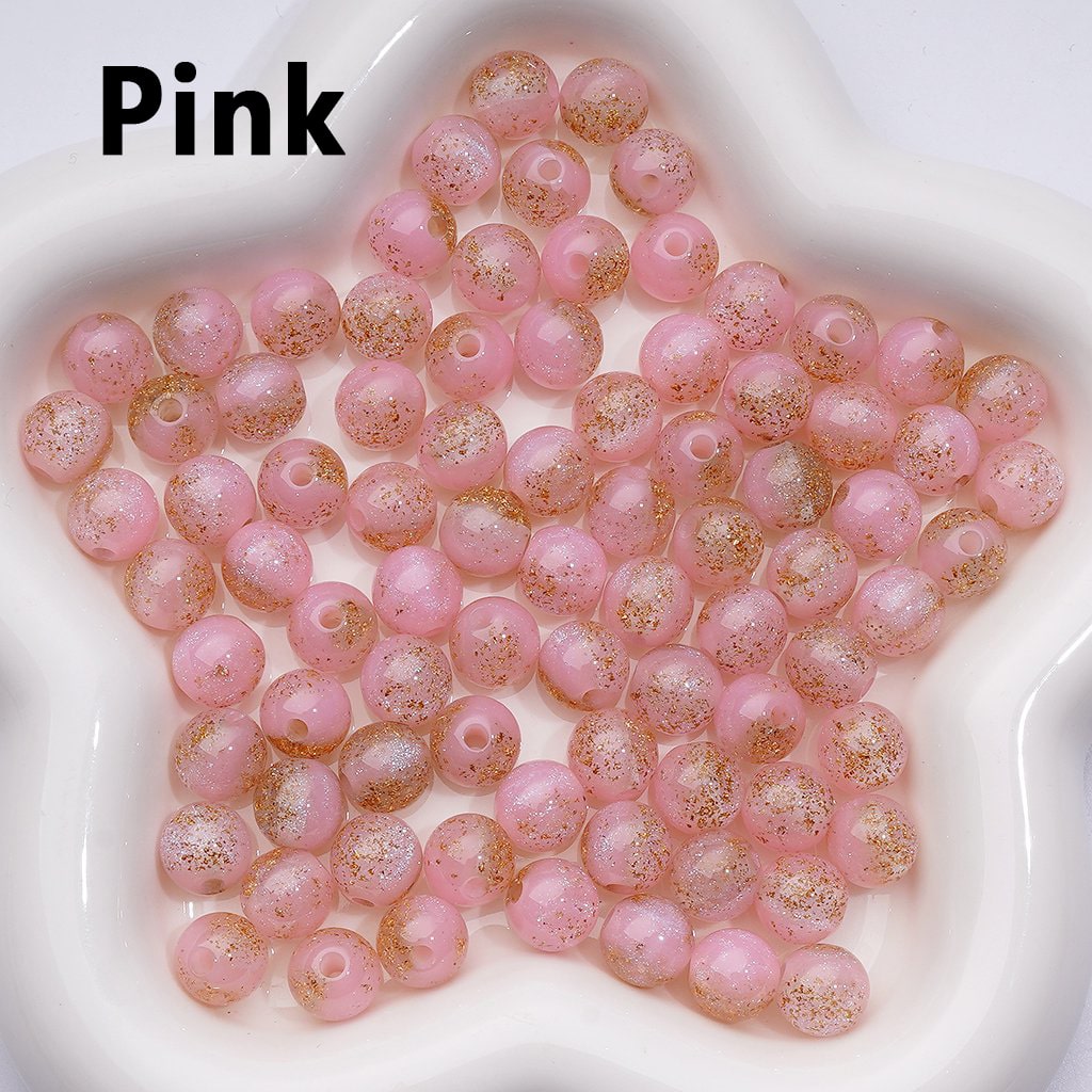 Mini Multi-Color Glitter Gold Foil Paper Inside Round Acrylic Beads, 10MM