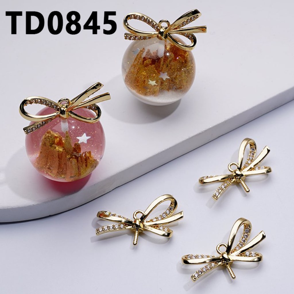 Fancy Gold Alloy Bowknot with Clear Rhinestones for Beads Jewelry Accessories, Around 28*14MM, Please read the description
