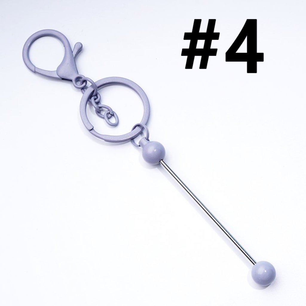 Classic Round Ball Style Beadable Metal Keychain with Bar and Lobster Clasp, Around 152MM Long (The Bottom Ball is Classic Round Ball Style)