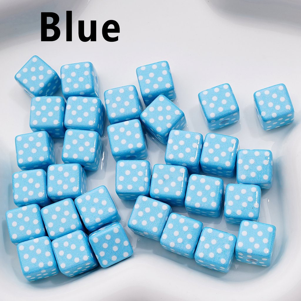 Mini Cute Cube Square Acrylic Beads with White Dots Acrylic Beads, 10MM
