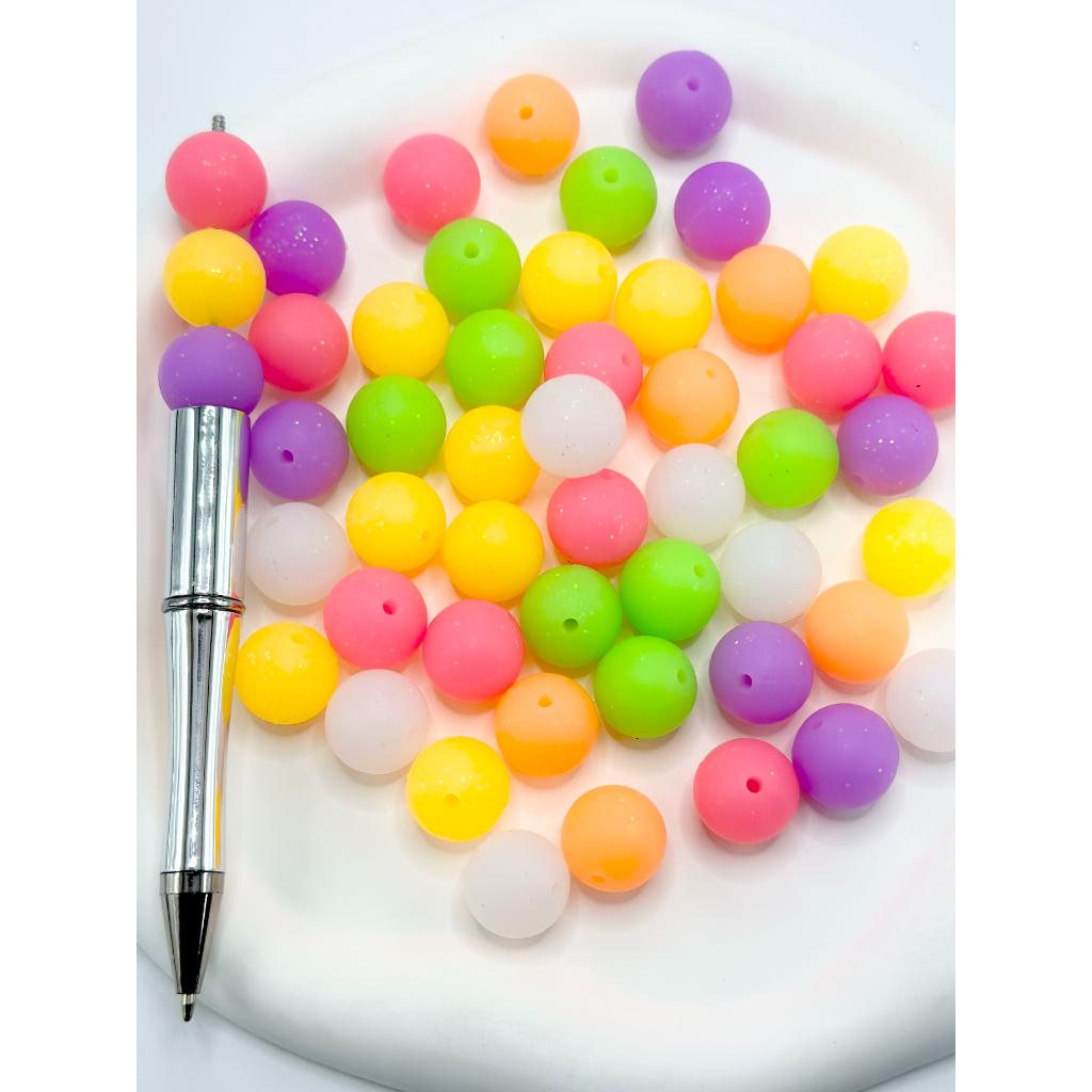 Neon Beads with Glitter Solid Colors 15mm – Beadable Bliss