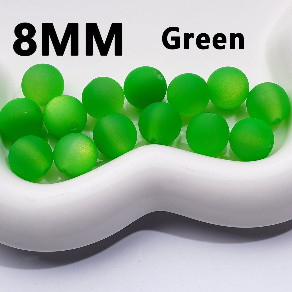 Multi-Color Cat Eye Style Frosted Matte Round Acrylic Beads, 8MM
