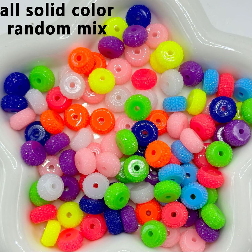 Colorful Wheel Acrylic Beads with Sugar Spacer Texture on Side, 12mm