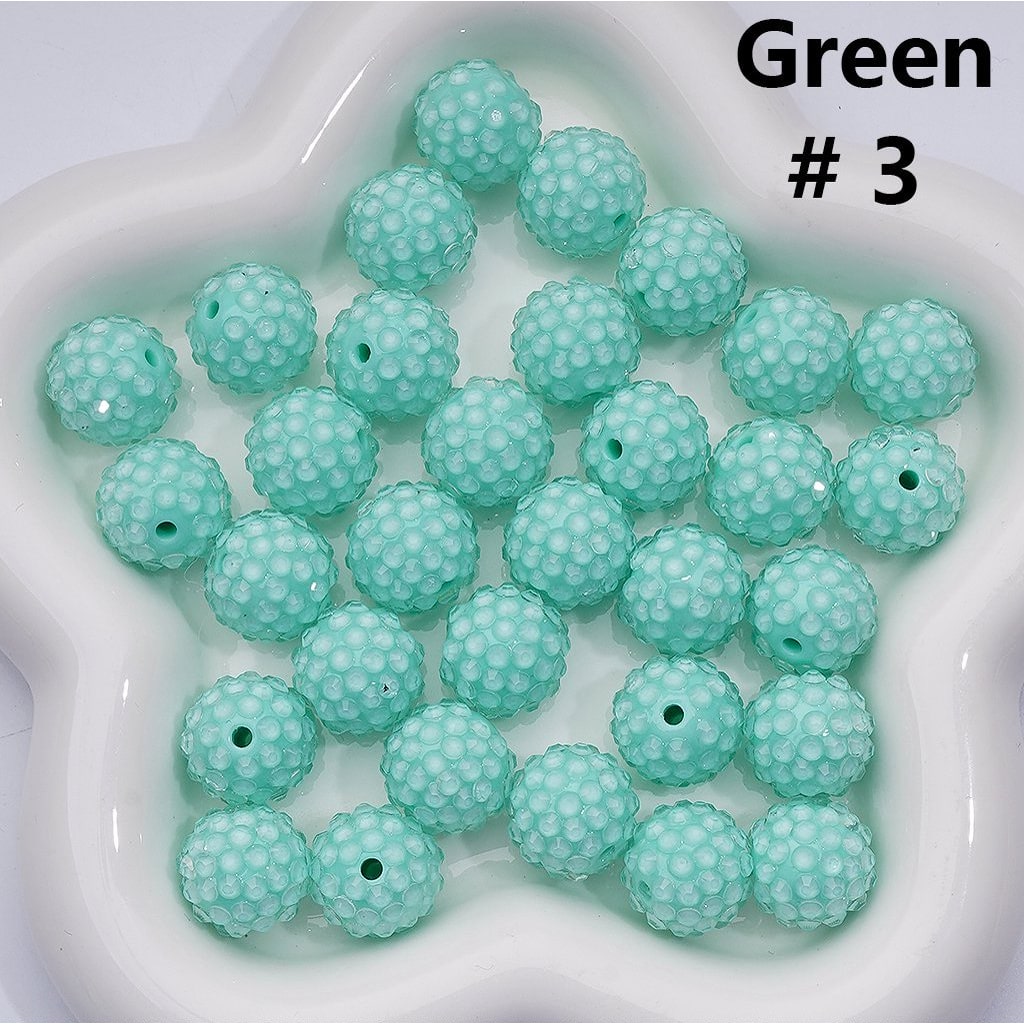 Clear Color Rhinestones Waxberry Ball Round Acrylic Beads, 16MM