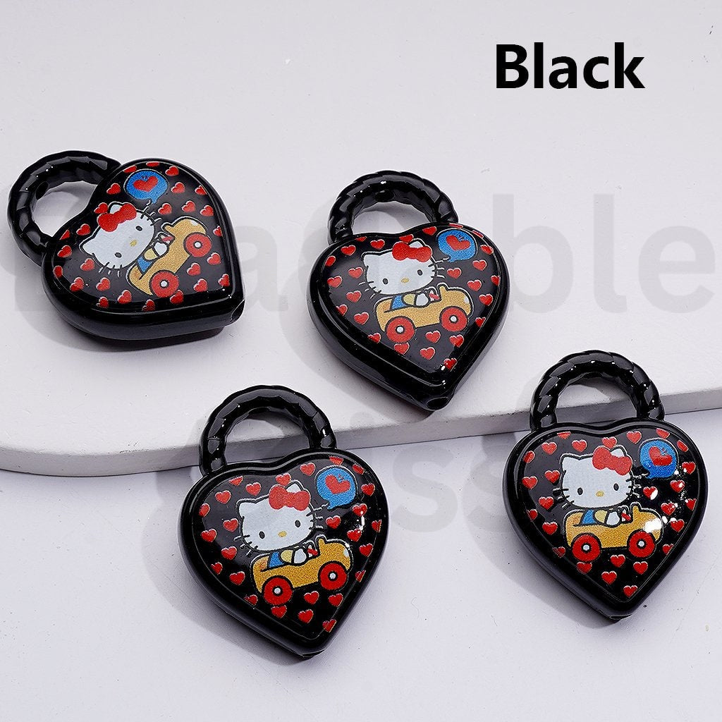 Cute Hell Kitt Topic Heart Shape Hand Bag Acrylic Beads, 39*30MM
