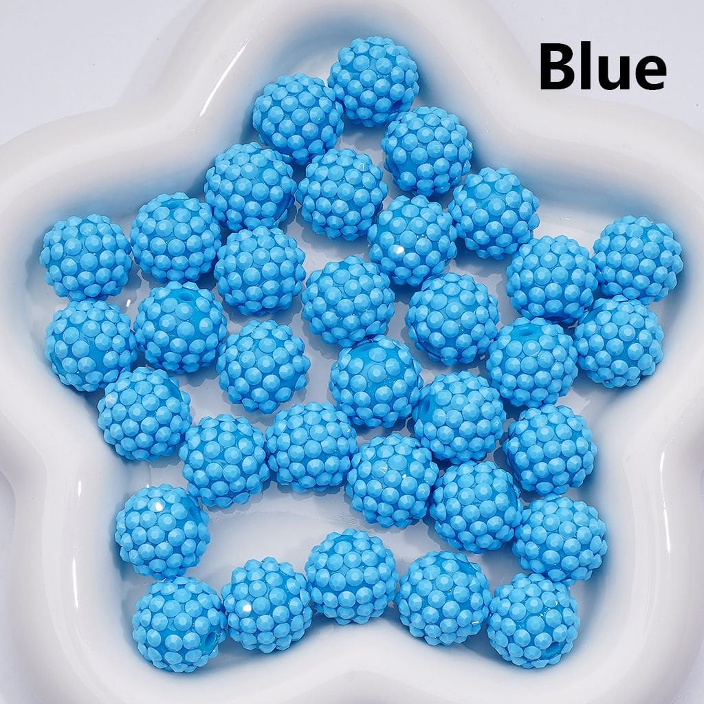 Solid Color Rhinestones Waxberry Ball Round Acrylic Beads, 16MM