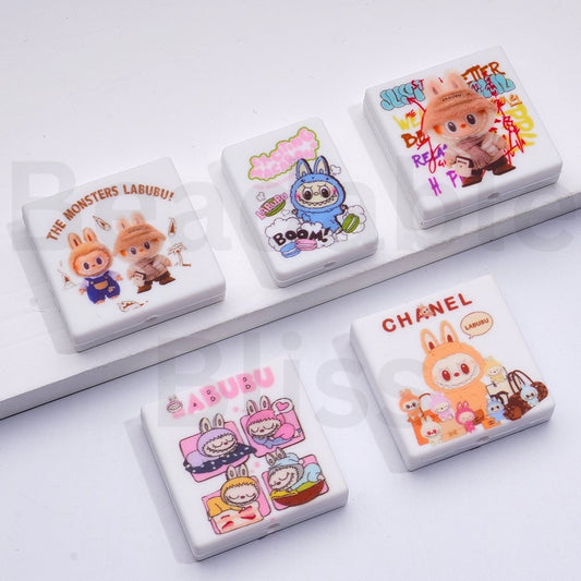 Cute Labub Monster Series Pop Mar Silicone Focal Beads, Random Mix