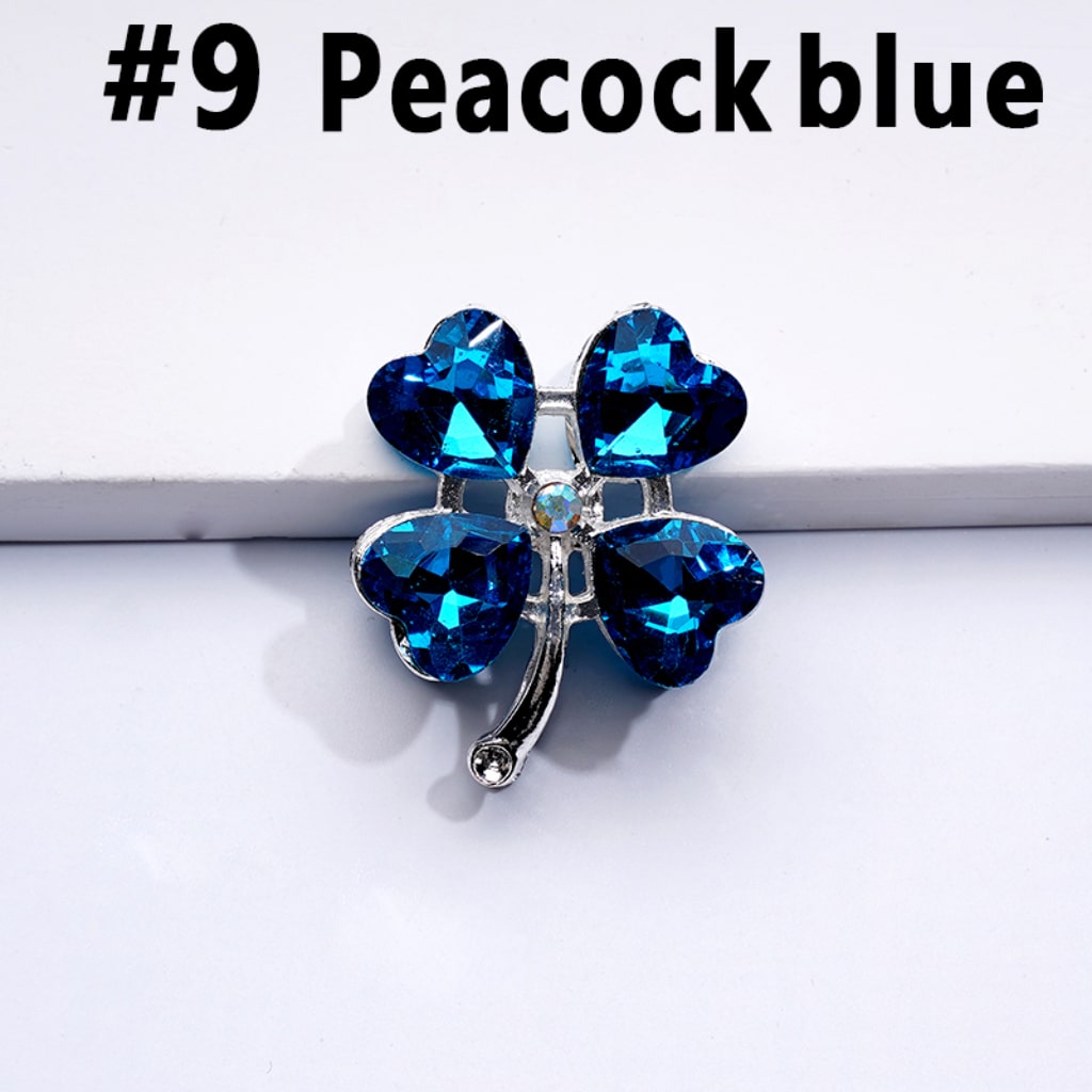 Delicate Fancy Silver Alloy Four Leaf Clover with Color Hearts Mini AB Rhinestones Beads,  Around 25*30MM