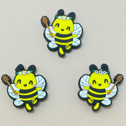 かわいい黄色の蜂が小さな棒を持ったシリコンフォーカルビーズ