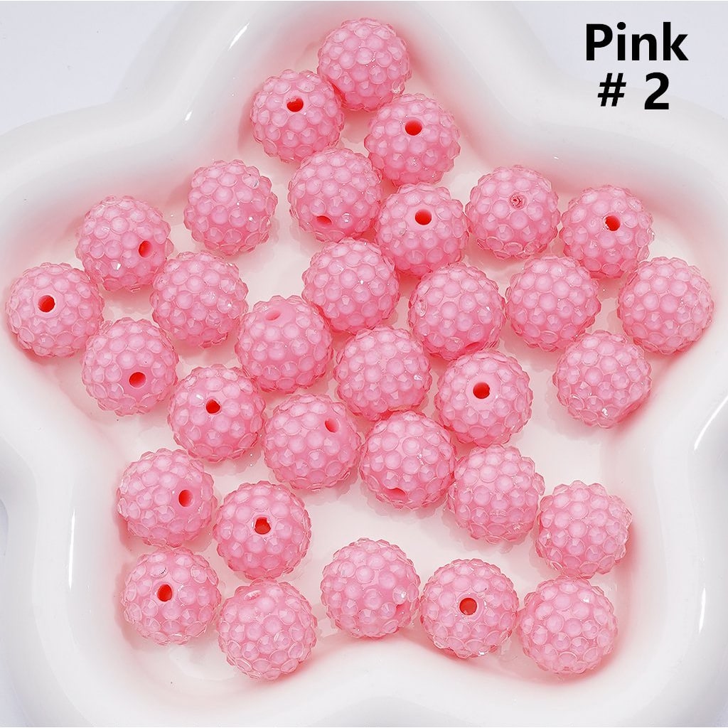 Clear Color Rhinestones Waxberry Ball Round Acrylic Beads, 16MM