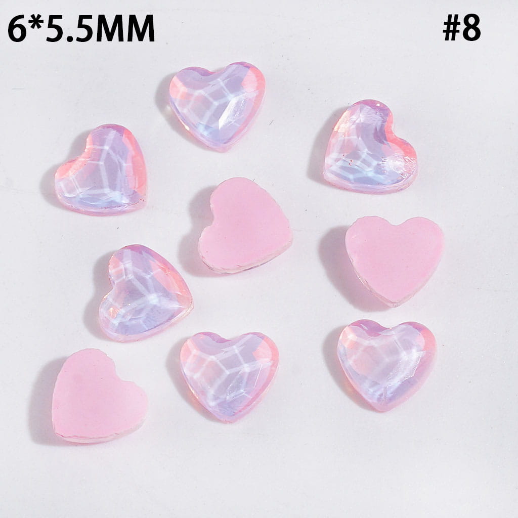 DIY Heart Rhinestones Charms for Jewelry Accessories Rhinestones Adding, 6*5.5MM Multi-Color