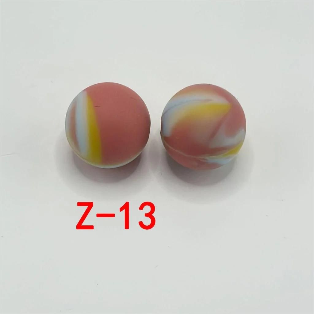 Multicolor Printed Silicone Beads with Swirls, Abstract Marble Pattern, 15mm