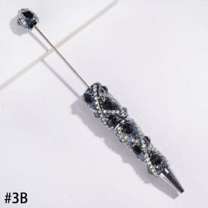 Handmade Beadable Sugar Pens with Multicolor Flat Back Rhinestones, "X" Shaped AB Rhinestone Chains & Clear Cone Shaped Rhinestones Covered the Entire Pens