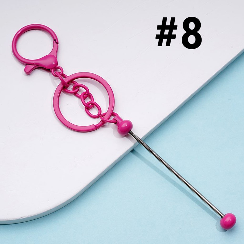 Metal Beadable Keychain with Bar and Lobster Clasp in Solid Colors