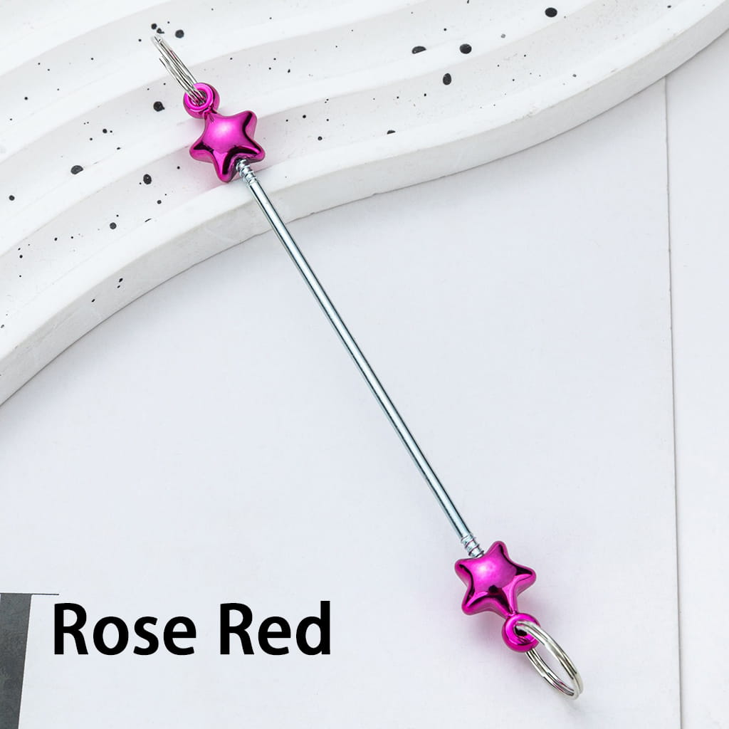 DIY Plastic Beadable Keychain Bars with Stars for Keychain Accessories in Metallic Colors, 10CM