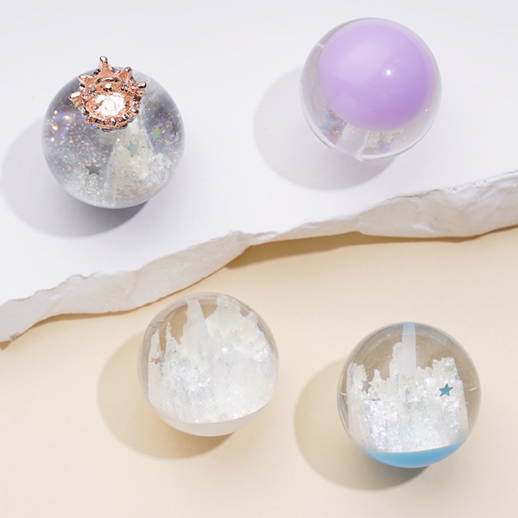 Large Bling Bling Clear Acrylic Round Ball with Half-Through Hole Gold White Cloud Inside for Pendant, 25MM
