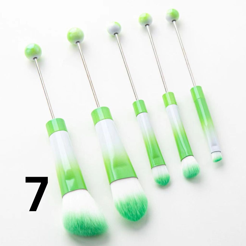 Beadable Makeup Brushes, Beaded Make Up Brush Solid And Ombre Color (1 Set = 5 pieces)
