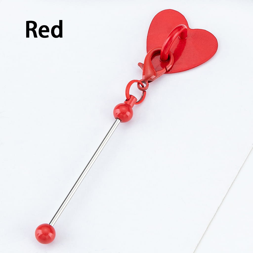 DIY Beadable Keychain Bar with Mini Lobster Clasp & Heart Accessories, 9.6*2.5CM, Multi-Color (Please Read the Description)