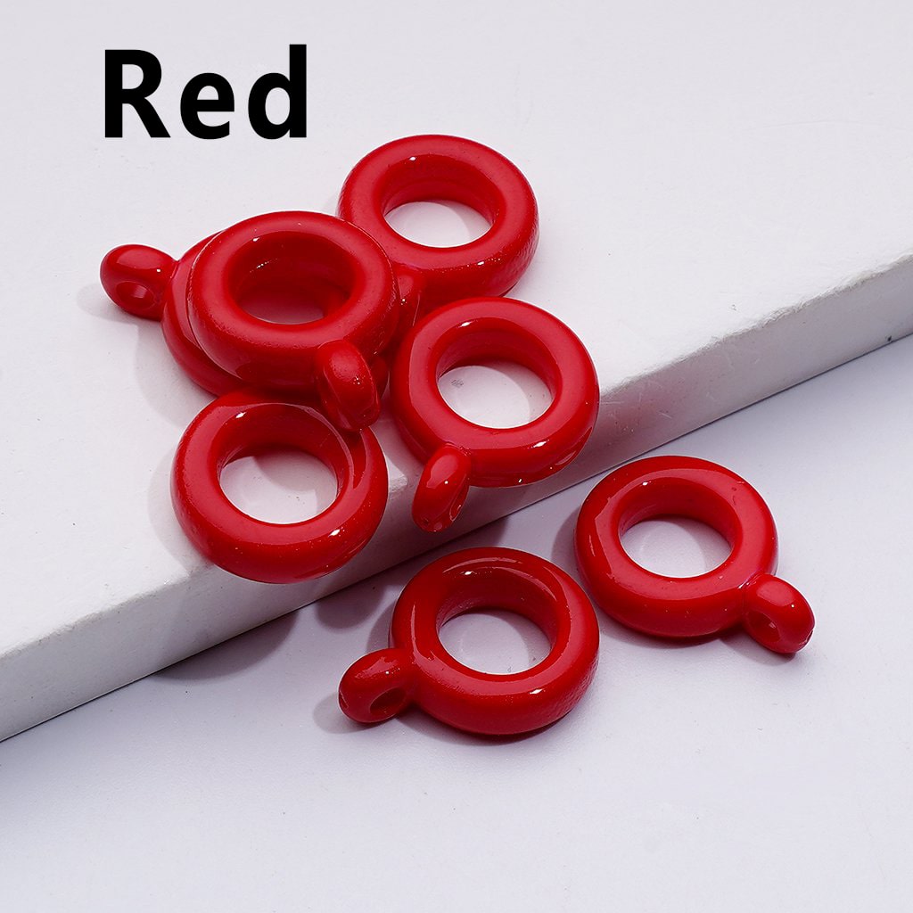 Solid Color Plastic Rings Loops with Mini Rings for Jewelry Accessories, 10MM