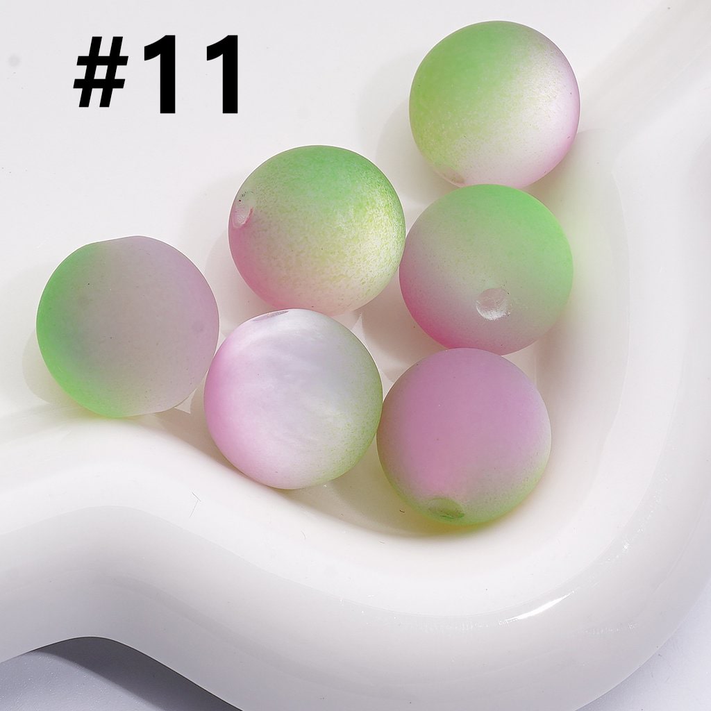Double Color Cat Eye Style Frosted Round Acrylic Beads, 16MM
