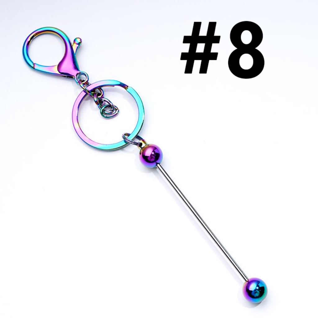 Classic Round Ball Style Beadable Metal Keychain with Bar and Lobster Clasp, Around 152MM Long (The Bottom Ball is Classic Round Ball Style)