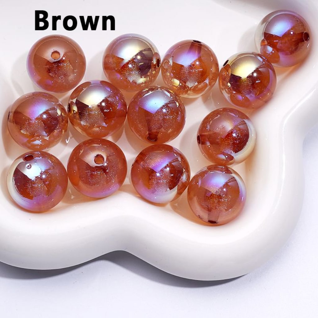 UV Coating Luminous Glossy Glitter Galaxy Round Acrylic Beads, 20MM