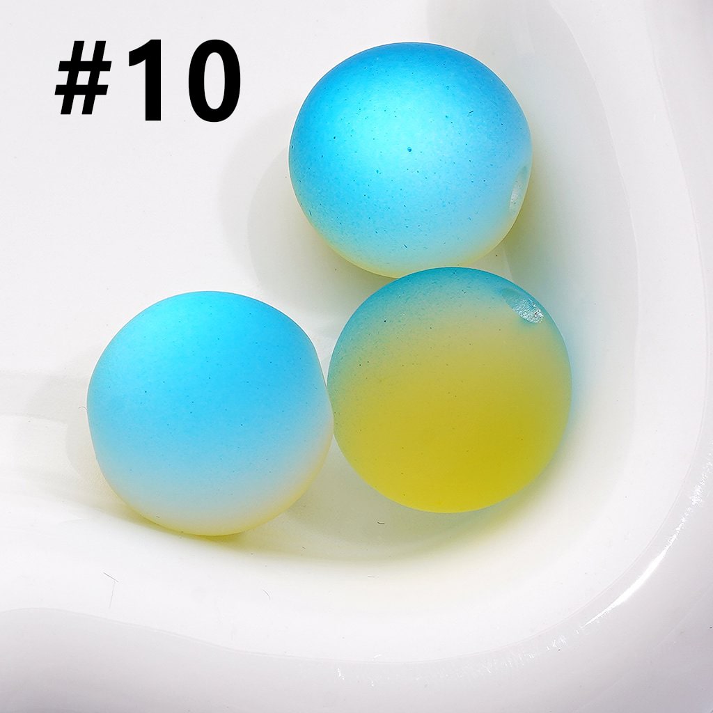 Double Color Cat Eye Style Frosted Round Acrylic Beads, 16MM